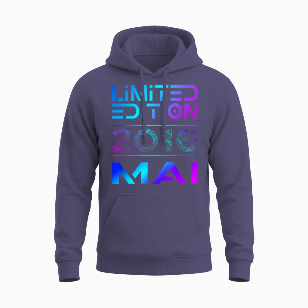Limited Edition Mai 2016 Junge Mädchen 10. Geburtstag Unisex Hoodie in Heather Sport Dark Navy