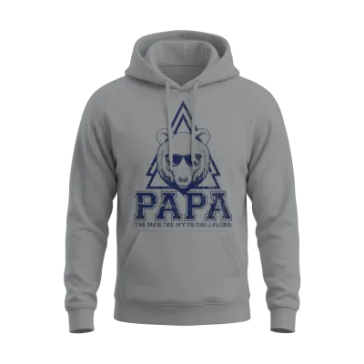 Papa Bear Triangle Emblem Unisex Hoodie - Sport Grey