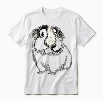 Adorable Meerschweinchen-Linienzeichnung, Niedliches T-Shirt, Black Unisex T-Shirt - White