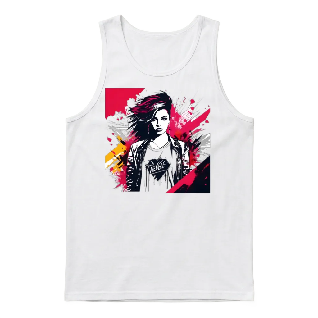 Rebel Attitude Girl Unisex Tank Top - White