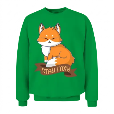Stay Foxy - Cute Fox Unisex Sweatshirt - Irish Green