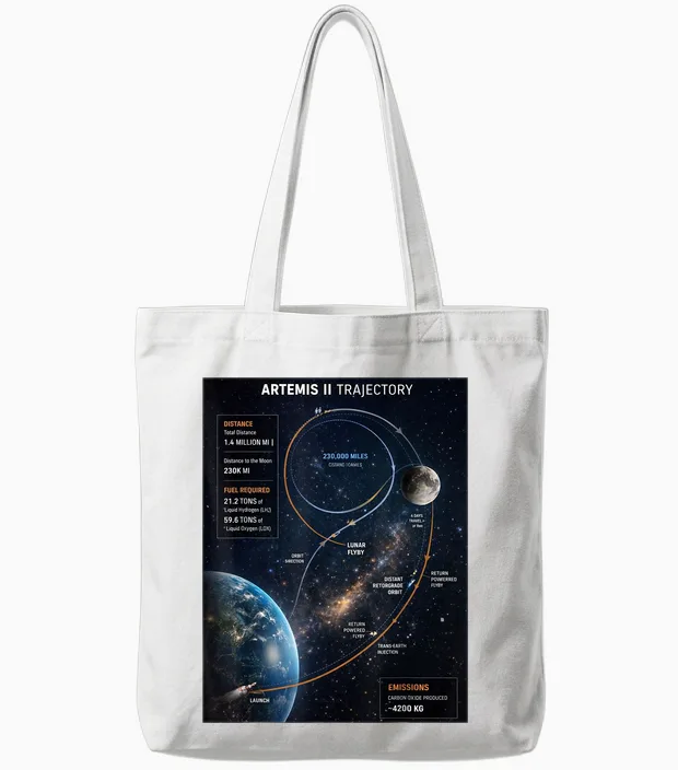Artemis 2 Itinéraire Sls Rocket Launch Mission to the Moon Tote Bags in White