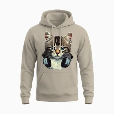 Cat the Gamer Unisex Hoodie - Sand