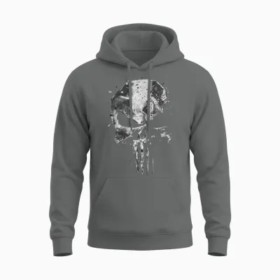 Marvel the Skull of the Punisher T-Shirt, Black, S Unisex Hoodie - Graphite Heather