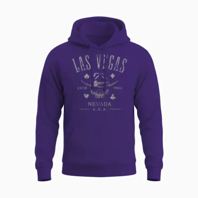 Las Vegas Nevada Estd 1905 Aged Skull T-Shirt, Black, S Unisex Hoodie - Purple