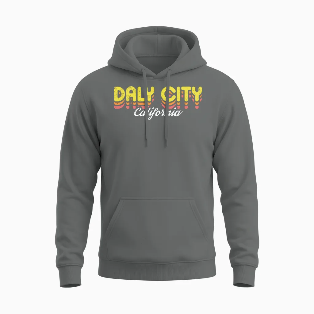 Retro Daly City California Unisex Hoodie - Graphite Heather