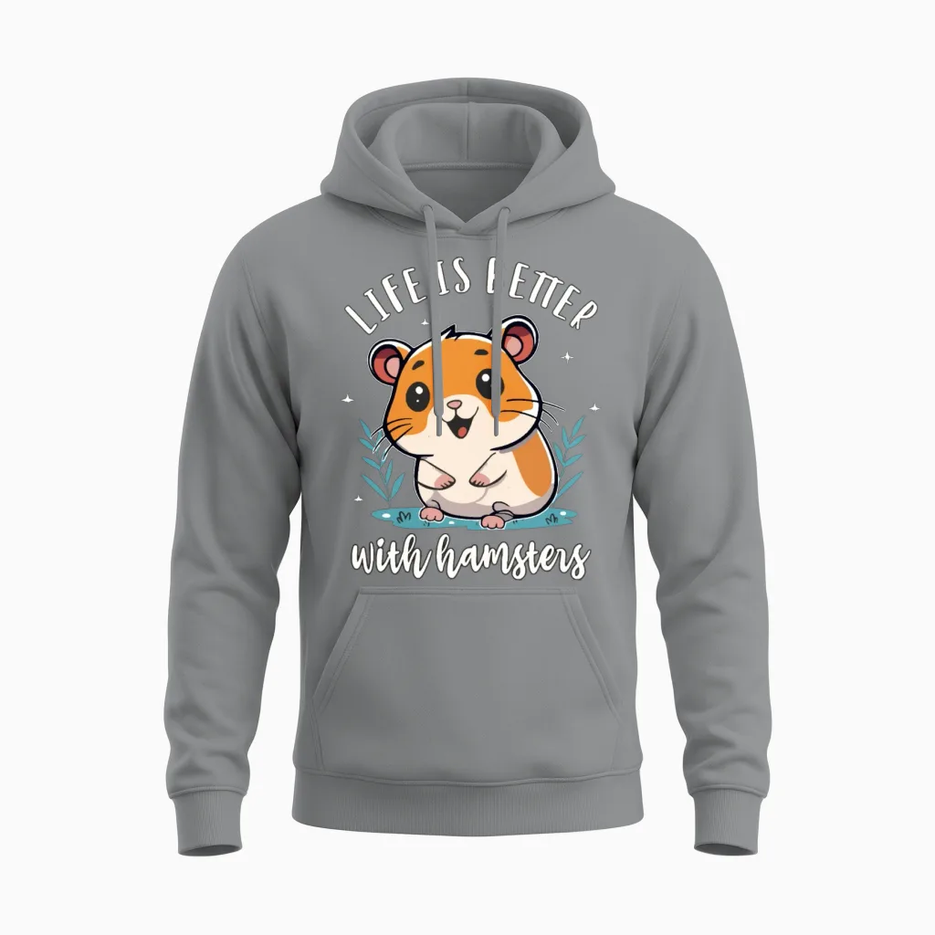 Hamsters Cute and Funny Unisex Hoodie in Sport Grey