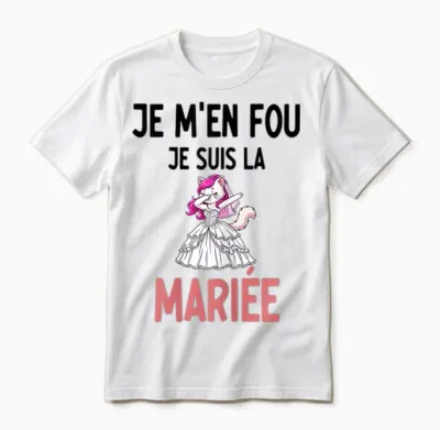 Evjf Je M'en Fou Je Suis La Mariée Chat Dab Humour Unisex T-Shirt - White