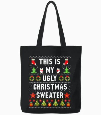 This Is My Its Too Hot Ugly Christmas Sweater Ugly Christmas Tote Bags - Black