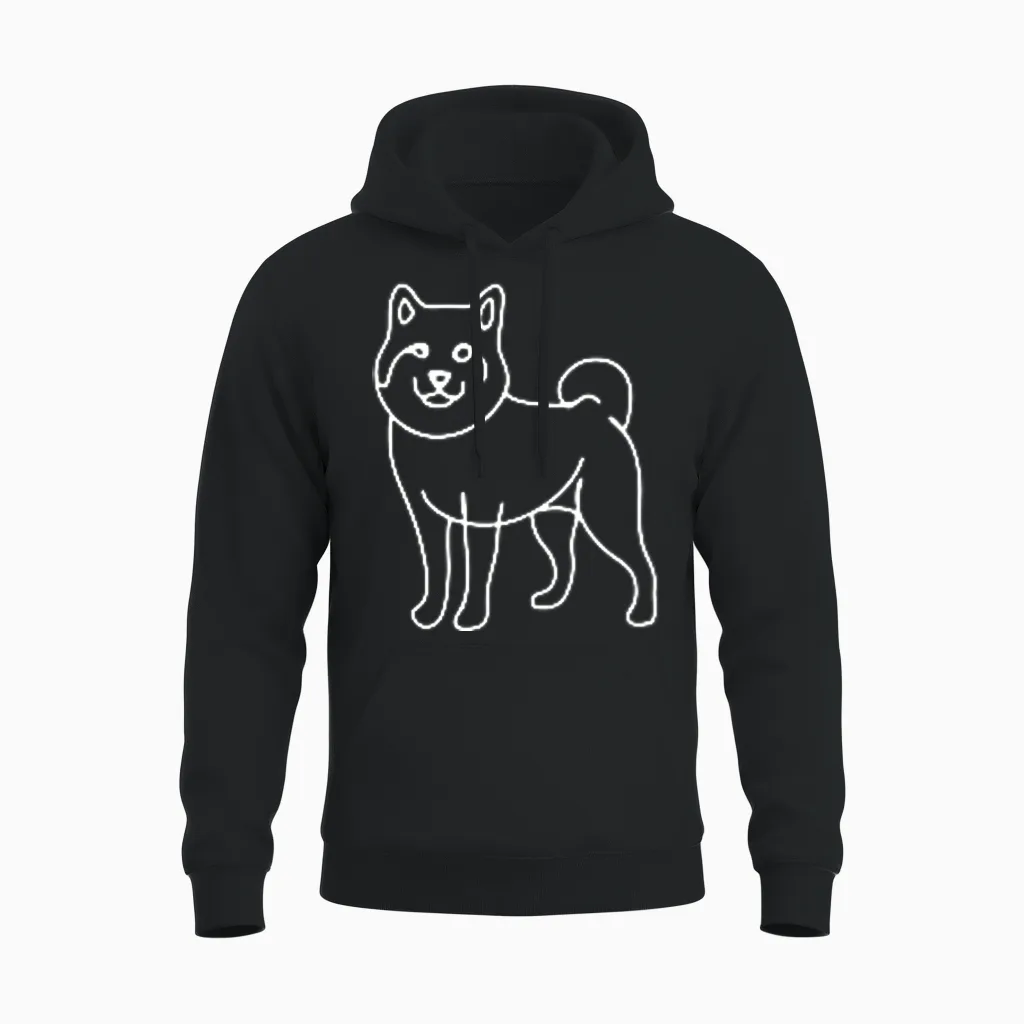 Shiba Inu Minimalismus Hunde Unisex Hoodie in Black