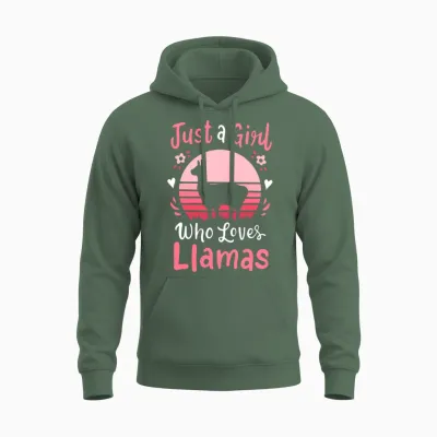 Llamas Llama Lover Retro Unisex Hoodie - Military Green
