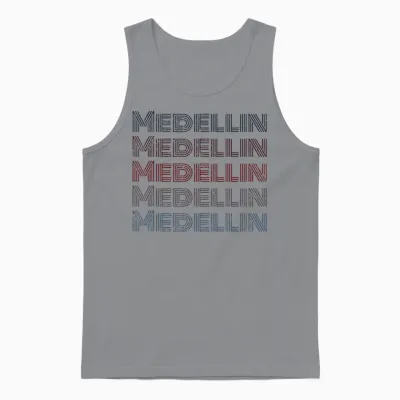 Colombia 70's City Retro Vintage Medellin T-Shirt, Grey, S Unisex Tank Top - Sport Grey