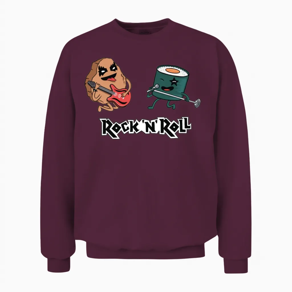 Funny Rock and Rock Unisex Sweatshirt in Maroon
