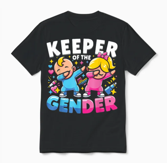 Keeper of the Gender Cute Gender Reveal Party Unisex T-Shirt in Black