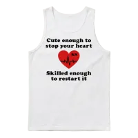 Cute Enough to Stop Your Heart Skilled Restart It Unisex Tank Top - White – 1