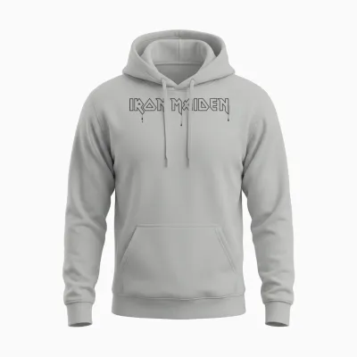 Iron Maiden - Weißes Logo T-Shirt, Unisex, Kurzarm, S, Klassisch, Crew-Ausschnitt, Doppelt Genähter Saum, Importiert Unisex Hoodie - Ash