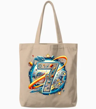 Kids Astronaut 7th Birthday Space Boys 7 Years Spaceship T-Shirt, Black Tote Bags - Natural