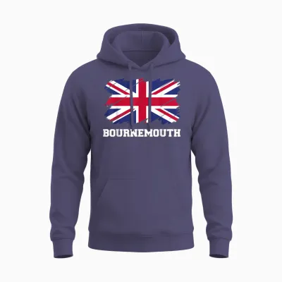 Bournemouth Uk Union Flag Bournemouth T-Shirt, Black, S Unisex Hoodie - Heather Sport Dark Navy