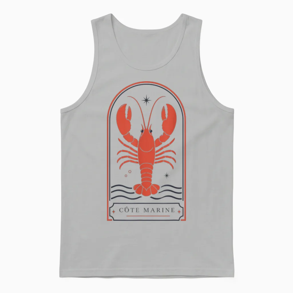 Cote Marine Homard Nautique Côtier Océan Vintage Unisex Tank Top in Ash