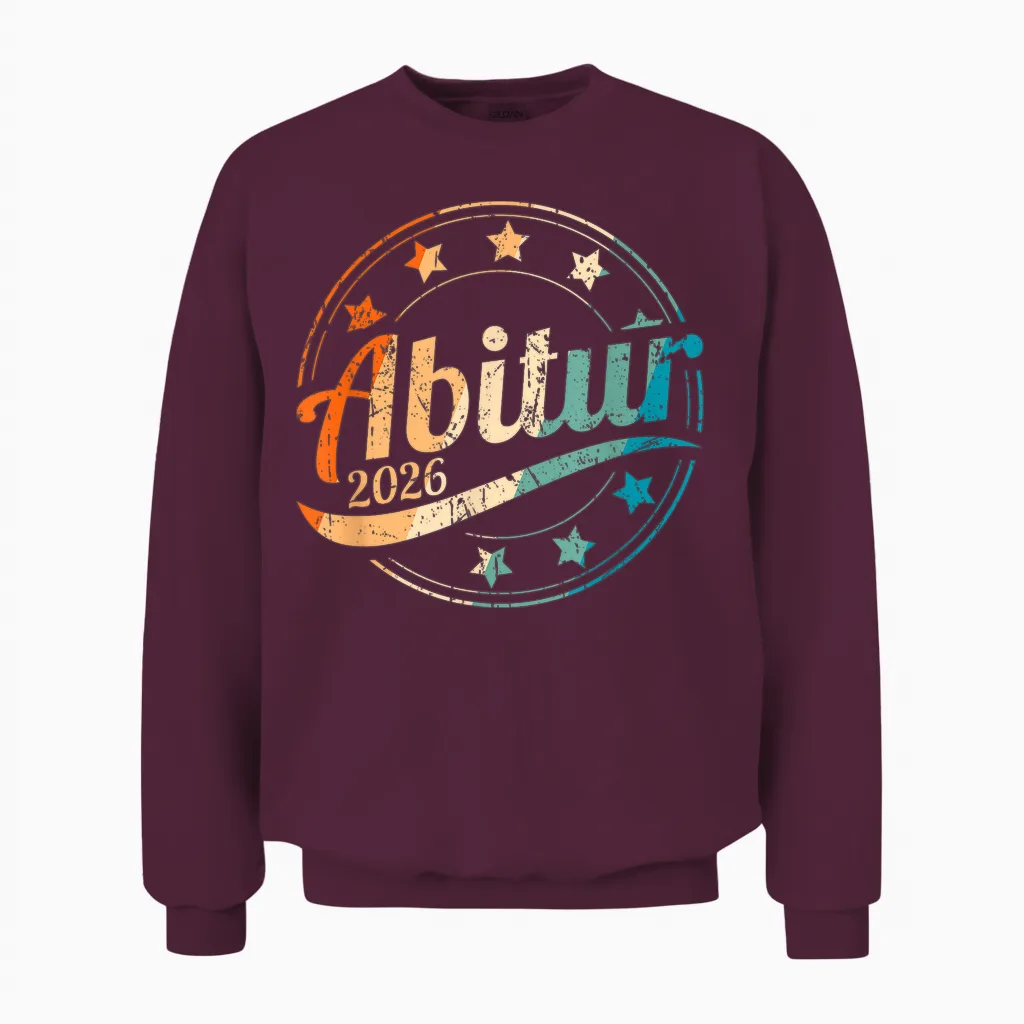 Abitur 2026 Retro Vintage Prüfung Bestanden Abi 2026 Unisex Sweatshirt in Maroon