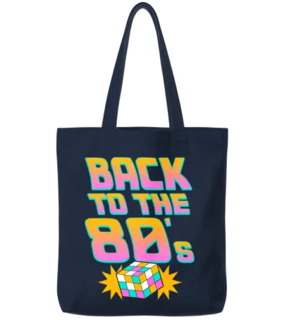 Back to the 80's Retro Carnival 80's Mottoparty Tote Bags - Navy