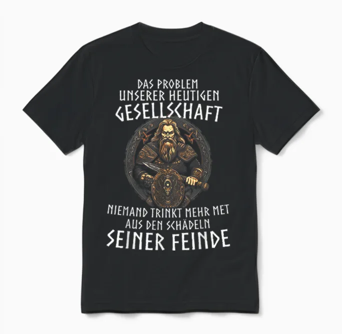 Wikinger Viking Wolf Nordische Mythologie Runen Normanne Unisex T-Shirt in Black
