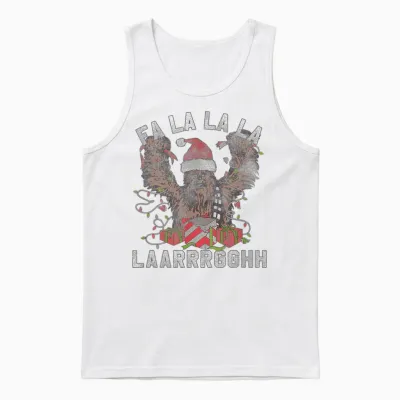 Star Wars Christmas Chewbacca Lights & Presents Fa La La Unisex Tank Top - White