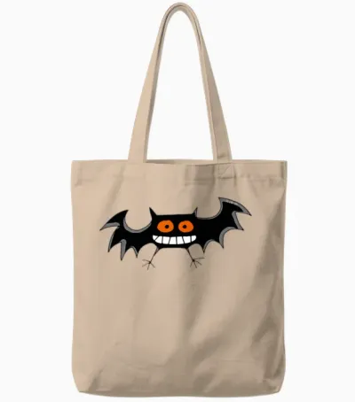 Funny Black Bat Tote Bags - Natural