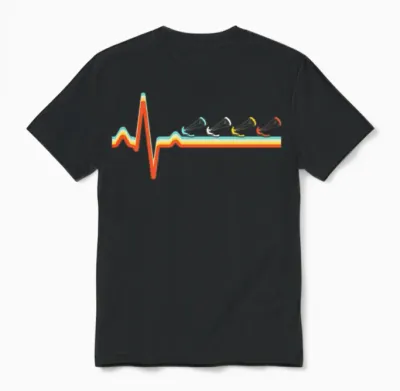 Kite Surfing Retro Heartbeat Unisex T-Shirt - Black