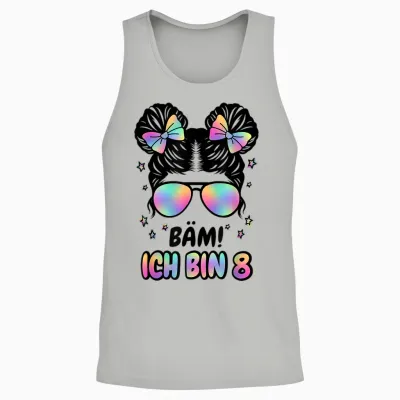 8. Geburtstag Mädchen Messy Bun Bäm! Ich Bin Acht Unisex Tank Top - Ash