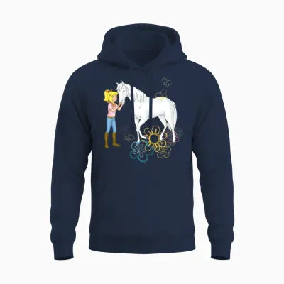 Bibi and Tina 'sabrina with Bibi and Flowers' Unisex Hoodie - Navy