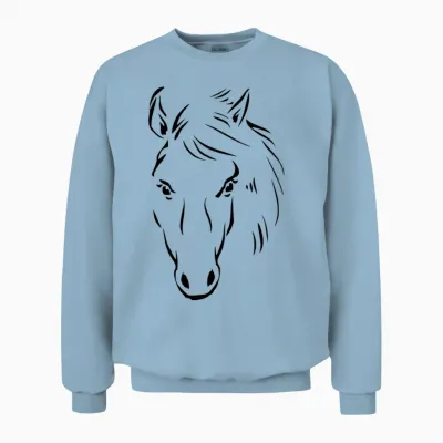 Horse Drawing Unisex Sweatshirt - Light Blue