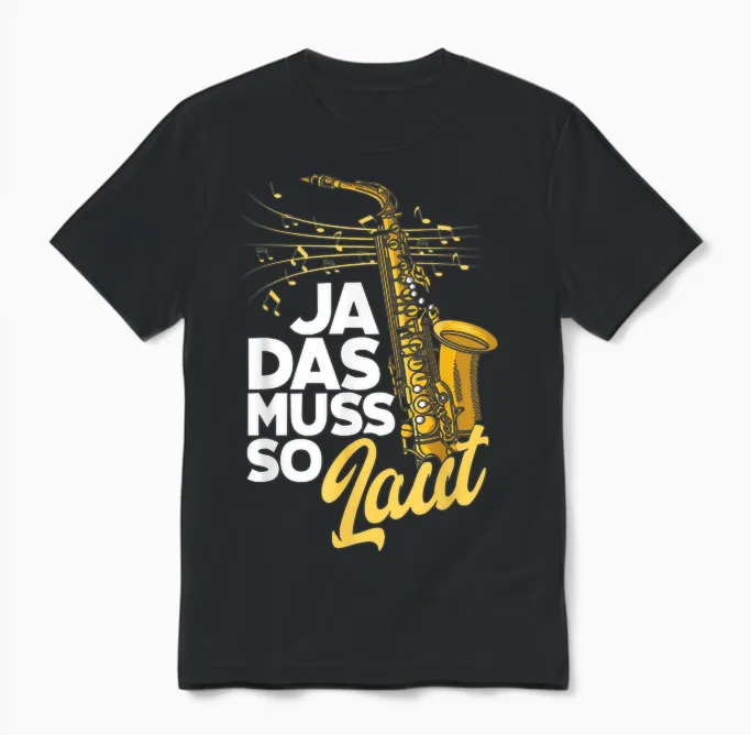 Saxophon Ja Das Muss So Laut Lustiges Saxophon Unisex T-Shirt in Black