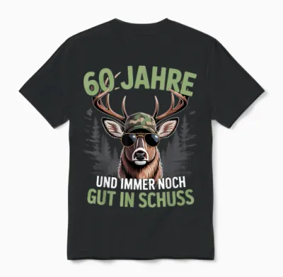 60 Jahre Und Immer Noch Gut in Schuss Jagen 60 Geburtstag Unisex T-Shirt - Black