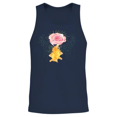 The Glowing Rose in the Fire Unisex Tank Top - Navy