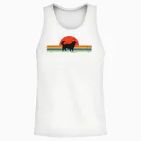 Vintage Dog Retro Sunset Lovers Gift Unisex Tank Top in White - 2