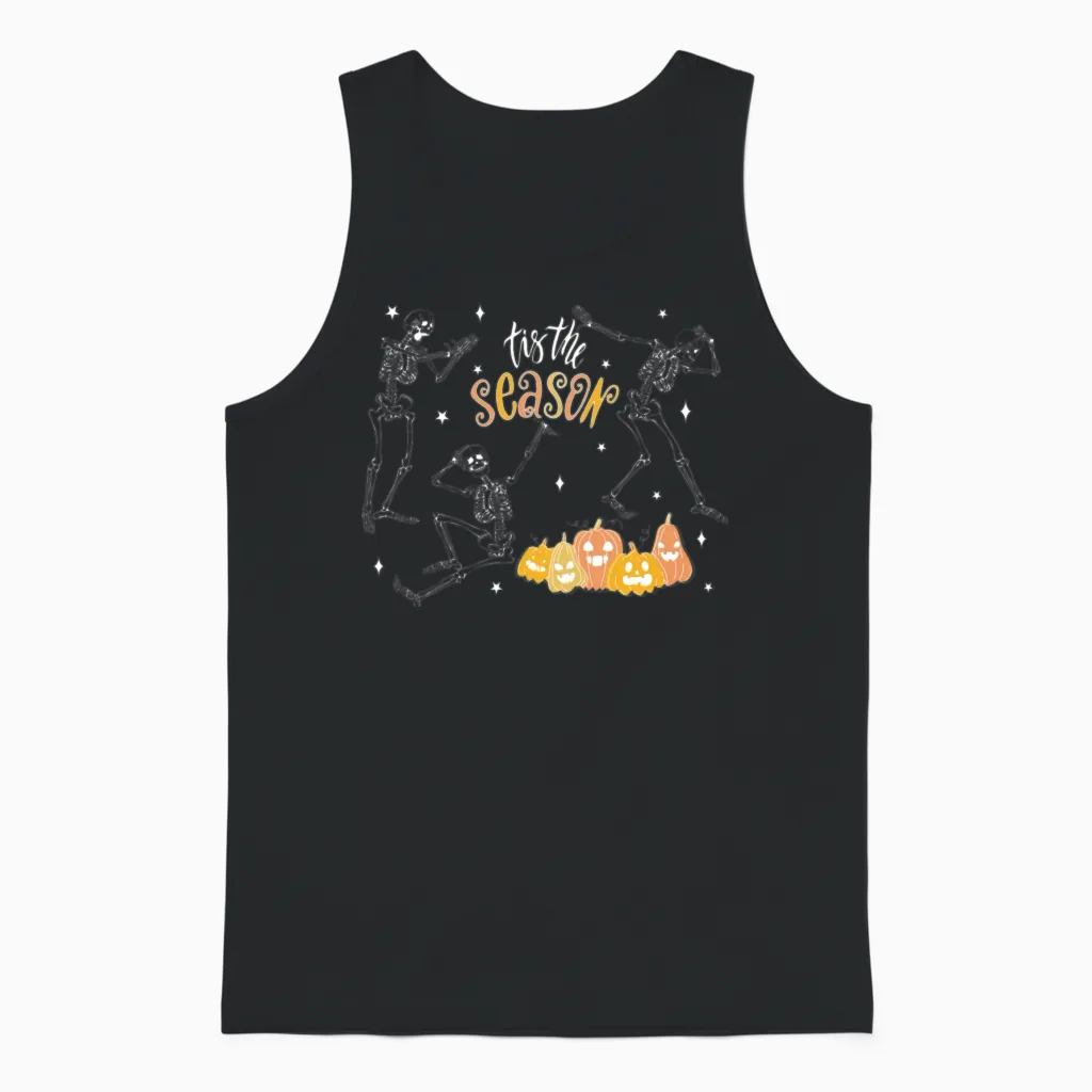 Vintage Skull Shirt, Retro Fall Shirt, Halloween Unisex Tank Top - Black