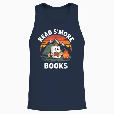 Read S'more Books Cute Campfire | Reading Book Lovers Unisex Tank Top - Navy