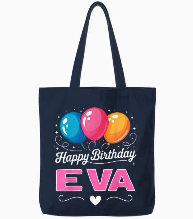 Joyeux Anniversaire En Disant Eva Tote Bags in Navy