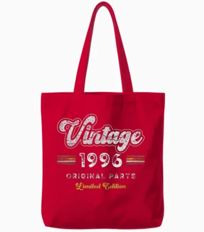 Vintage 1996 Original Parts 29th Birthday Tote Bags - Red