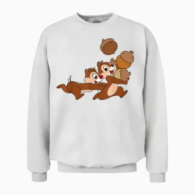 Disney Chip ‘n Dale Chipmunks Acorn Run T-Shirt Small Unisex Sweatshirt - White