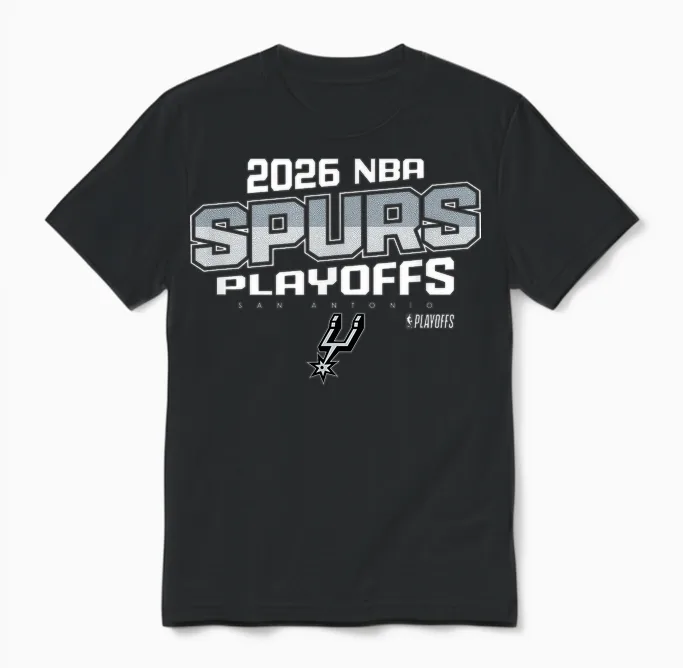 Nba Officiel 2026 Playoffs San Antonio Spurs Niveau Supérieur Unisex T-Shirt in Black