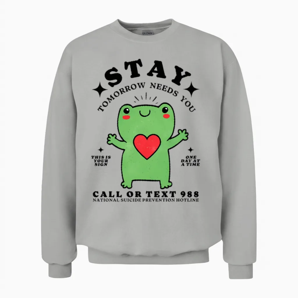 988 Suicide Prevention Tal Health Awareness Unisex Sweatshirt in Ash