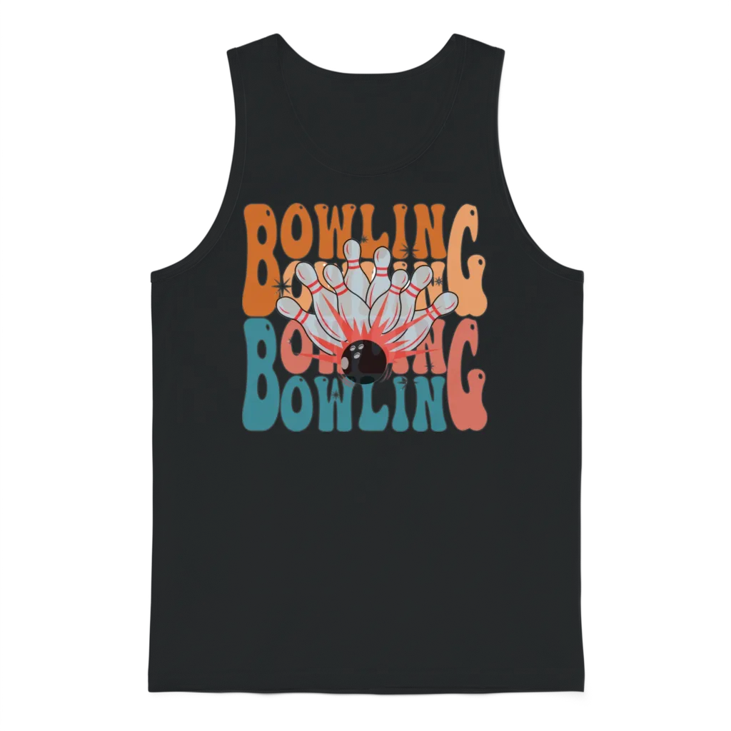 Bowling Retro Wavy Unisex Tank Top - Black