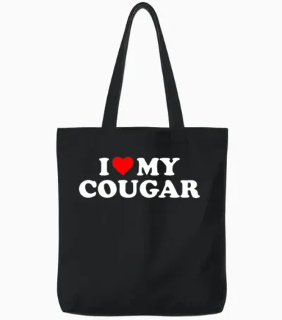 I Love Cougars Cougar Humor Valentine's Day 3bk1 Tote Bags - Black