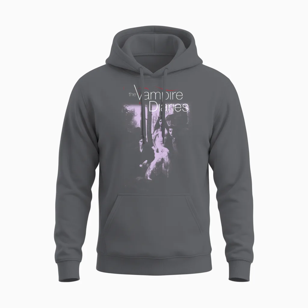 The Vampire Diaries Manche Longue Unisex Hoodie in Charcoal