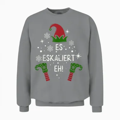 Es Eskaliert Eh! Elfen Familien Partnerlook Weihnachten Unisex Sweatshirt - Sport Grey