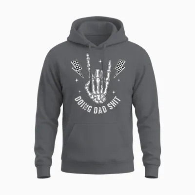 2 Sides Doing Dad Shit Funny Fatherhood Fathers Day Skeleton Unisex Hoodie - Charcoal
