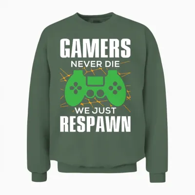 Gamers Never Die by 88street Unisex Sweatshirt - Military Green