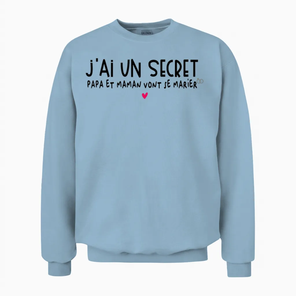 Child Dad and Mom Will Get Married β Child Announcement Wedding T-Shirt, White, 2 Unisex Sweatshirt in Light Blue